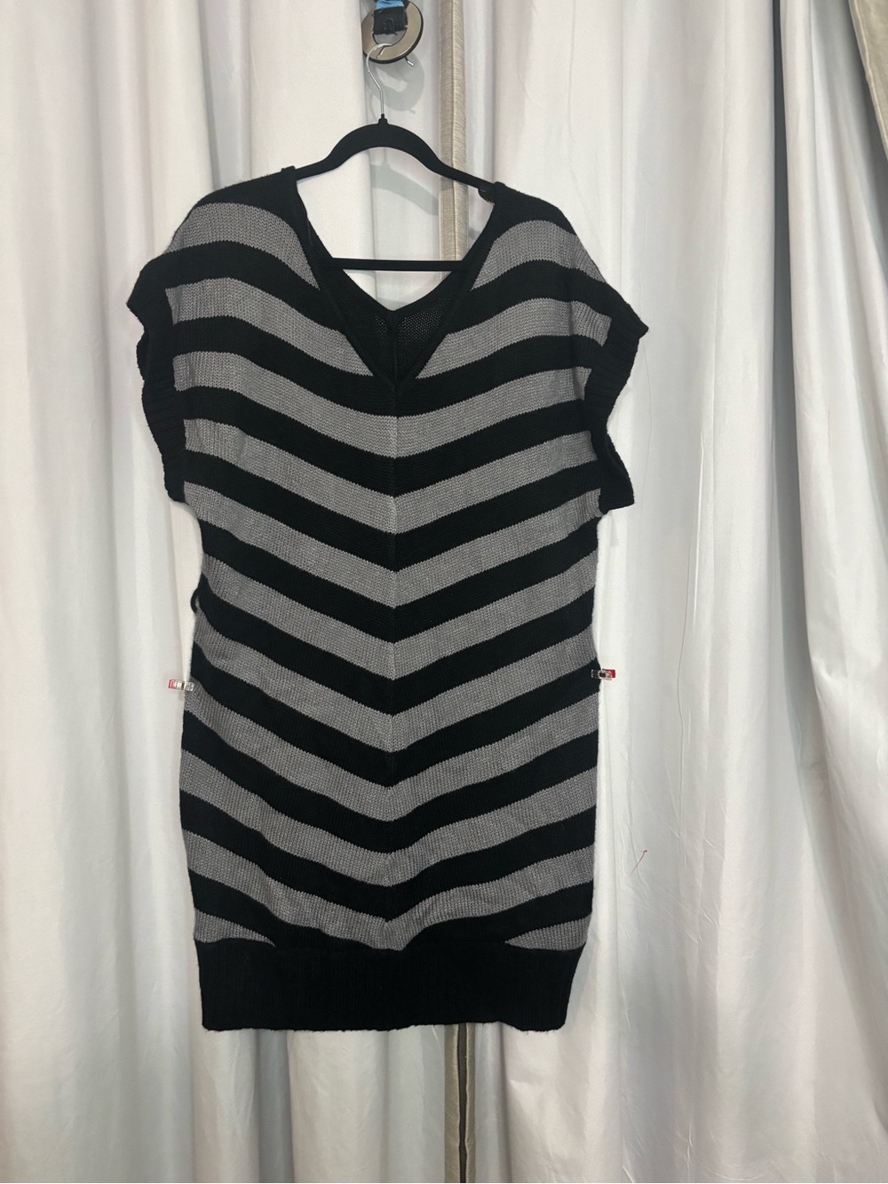 Extra Touch Black and Gray Striped Knit Top dress